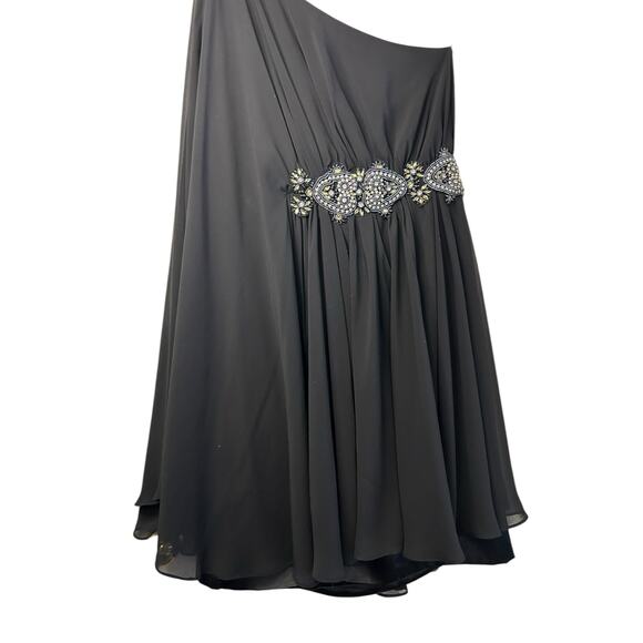Eliza J One-Shoulder Cocktail Mini Dress in Black - Size 6 - Picture 6 of 15